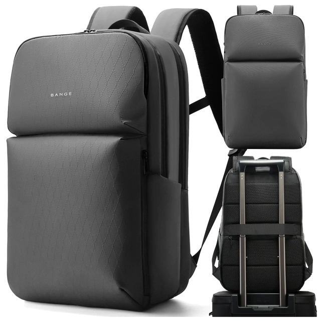 Bange wasserdichter Rucksack für 15,6-Zoll-Laptop, Stadtreisender, 45 x 30 x 16 cm, für Arbeit, Flugzeug, Herren, Damen, mit USB-Anschluss Schwarz