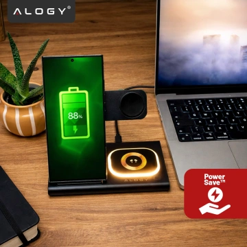 Ładowarka bezprzewodowa dla Samsung: Stacja ładowania bezprzewodowa 3 w 1 do Samsung Galaxy Watch 7/6/5/4/3 Pro Classic, Galaxy Buds do S25 Ultra, S24 , S23, S22, S21, S20, Note 20/10, Z Fold