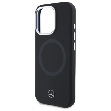 Mercedes Hülle für iPhone 16 Pro Max 6,9" Hardcase Silikon Ton in Ton Logo MagSafe Schwarz