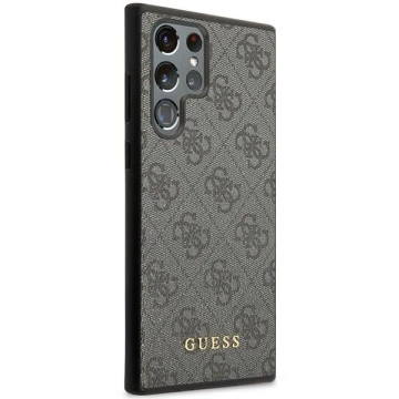 Etui Guess GUHCS23LG4GFGR für Samsung Galaxy S23 Ultra S918 szary/grey hardcase 4G Metal Gold Logo