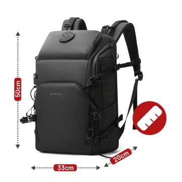 Bange wasserdichter Rucksack für 15,6-Zoll-Laptop, Stadtreisender, 45 x 30 x 16 cm, für Arbeit, Flugzeug, Herren, Damen, mit USB-Anschluss Schwarz