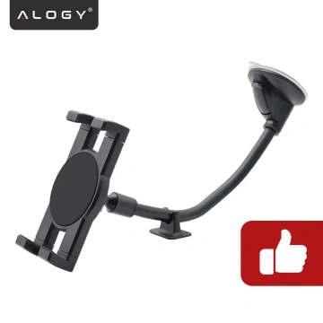 Alogy Autohalterung für Tablet-Telefon, Armaturenbrett, Windschutzscheibe für Auto mit langem Arm, 4–13 Zoll, Schwarz