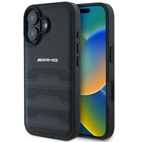 Etui do iPhone 16 AMG Leather Debossed Lines czarne