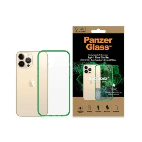 Etui do iPhone 13 Pro Max PanzerGlass ClearCaseColor Antibakteriell Limette