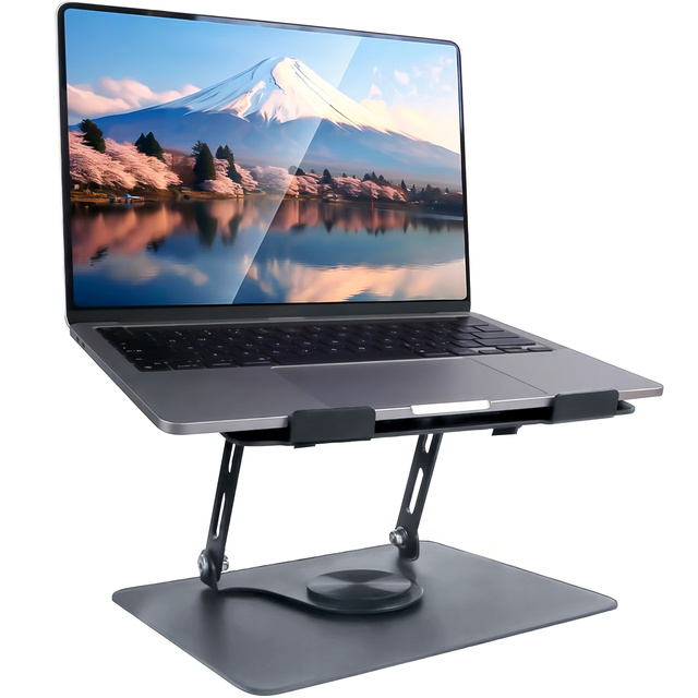 Podstawka stojak stolik pod laptopa 17.3" regulowana 360 chłodząca składany Aluminium 25x21.7cm Alogy Grafitowy