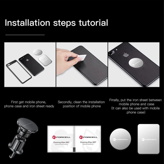 Uchwyt Samochodowy FORCELL F-GRIP MagElite magnetyczny do kratki czarny