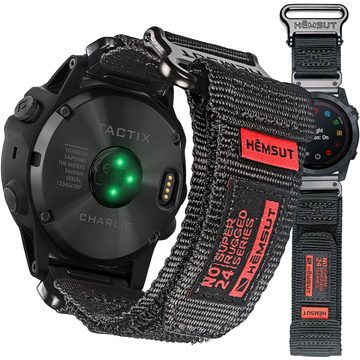 Nylonarmband für Garmin Fenix ​​​​5x 6x 7x Pro 26 mm Nylonband Sport Schwarz