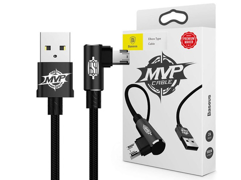 Baseus MVP Winkelkabel abgewinkelt doppelseitig Micro USB 2m Schwarz