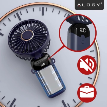 Ventilator Ventilator Handventilator Kabellos Alogy Desktop Tragbarer Handheld mit Telefonhalter USB-C Marineblau