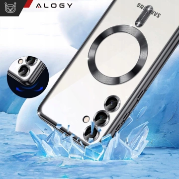 MagSafe-Hülle für Apple iPhone 16 Pro Max Alogy Glamour Luxus-Ringgehäuse Gold-Transparent