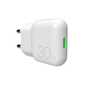 GaN Puro SLIMPRO 30W USB-C PD Wandladegerät Weiß Kompakt