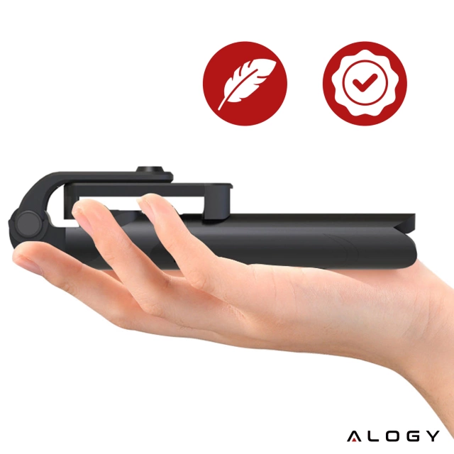 Selfie stick statyw Tripod uchwyt na telefon Alogy Trójnóg kijek do zdjęć selfie pilot Bluetooth 360 Czarny