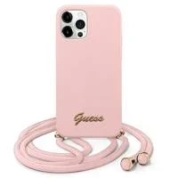 Guess GUHCP12LLSCLMGLP iPhone 12 Pro Max 6.7 &quot;rosa / rosa Hardcase Metall-Logo-Kordel