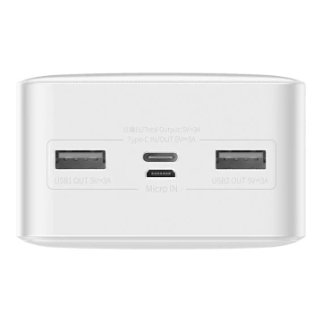 Baseus Bipow 30000mAh Powerbank, 2xUSB, USB-C, 15W (weiß)