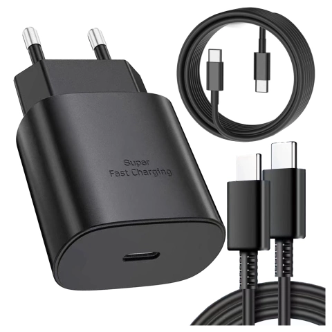 Original Samsung USB-C Ladegerät 25W Typ C Kabel 180cm Premium Super Fast Charge Set Weiß
