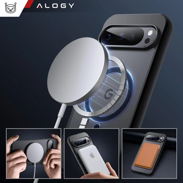 Etui do Google Pixel 9/ 9 Pro obudowa Alogy MagSafe Hybrid Matte Case pokrowiec plecki na telefon MagMat matowe Czarne