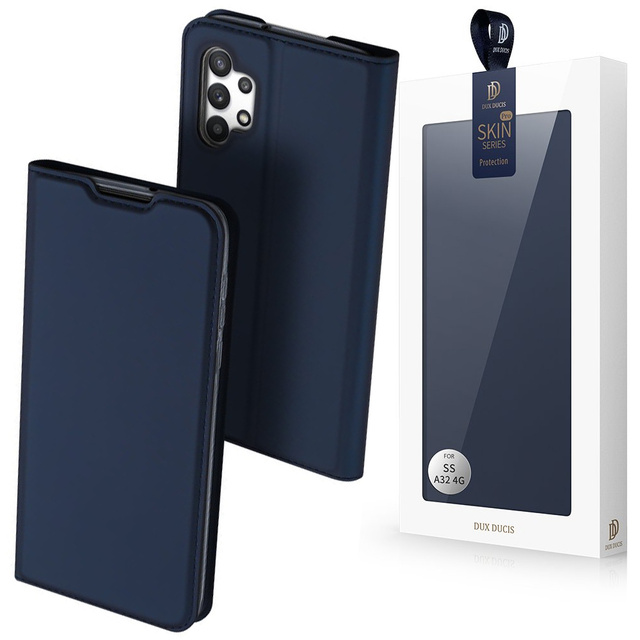Dux Ducis Schutzhülle aus Leder für Samsung Galaxy A32 4G Marineblau