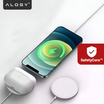 Ładowarka indukcyjna do iPhone 12/13/14/15/16/17 PRO / MAX/ MINI/ ULTRA Alogy do MagSafe bezprzewodowa 20W  Biała