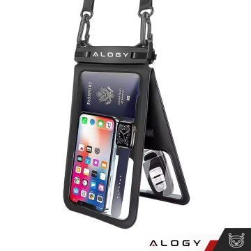 Wasserdichtes IPX8-wasserdichtes Gehäuse für 6,7-Zoll-Telefon, Doppelhülle Alogy Waterproof Black