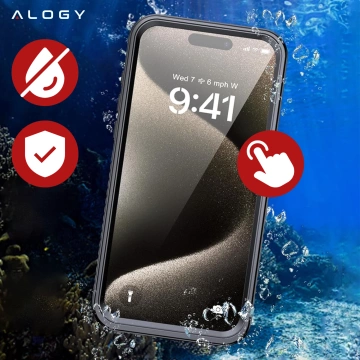 Etui do Apple iPhone 15 Pro Pancerne 360 case do Mag Safe wodoodporne Armor IP68 Alogy czarne