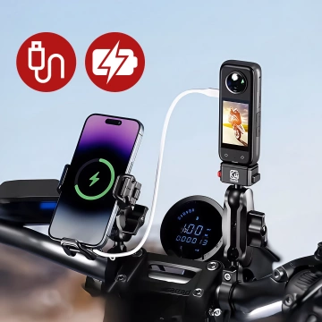 KEWIG M11B Motorradhalterung für Telefon mit QC 3.0 15W Qi-Ladegerät Schwarz