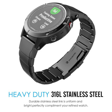 Bransoleta stalowa Steelband do Garmin Fenix 3 / 5X / 3HR / 5X Plus / 6X / 6X PRO / 7X Black