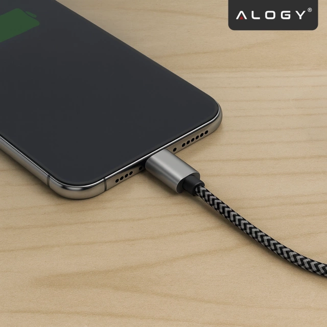 Kabel Zasilający USB-C do Lightning 27W 1m, Szybkie Ładowanie PD, Trwały i Elastyczny Przewód Kompatybilny z iPhone i iPad, Alogy MagiCharge™ – Czarny