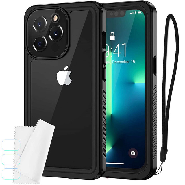 Etui wodoodporne do Apple iPhone 13 Pro Max 360 Alogy Pancerne Armor IP68 ze smyczką Czarne