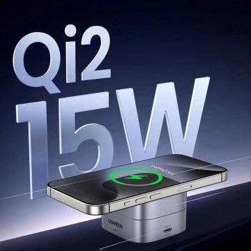 Ugreen W702 3in1 MagSafe Qi2 Ladegerät 15W Faltbar USB-C Schwarz