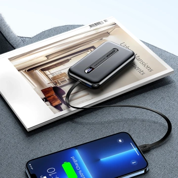 Joyroom Powerbank mit eingebautem Lightning Kabel 20W 10000mAh PD QC3.0 schwarz (JR-L001-lightning)