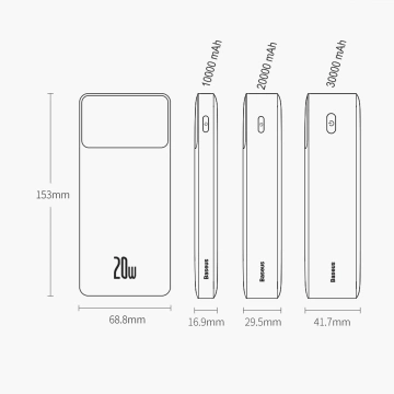 Powerbank mit Schnellladung Baseus Bipow 10000mAh 20W weiß (Overseas Edition) USB-A - Micro USB Kabel 0,25m weiß (PPBD050502)