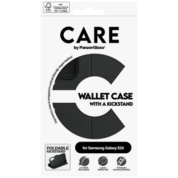 Etui CARE do Samsung Galaxy S25 Czarny by PanzerGlass Wallet Kickstand