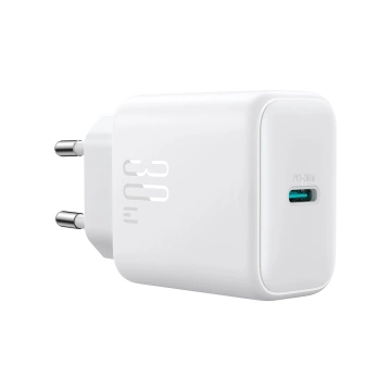 Joyroom USB-C PD 30 W QC SFC Netzwerk-Ladegerät – weißes USB-C-Kabel 1 m