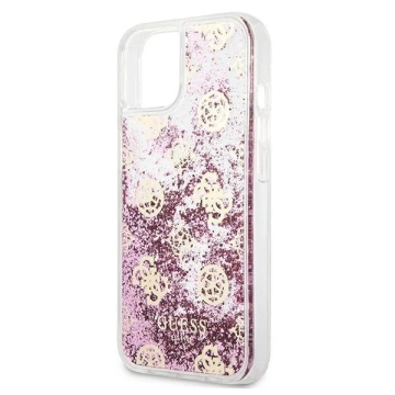 Guess GUHCP13SLGPEPI iPhone 13 mini 5,4" różowy/pink Hardcase Peony Liquid Glitter