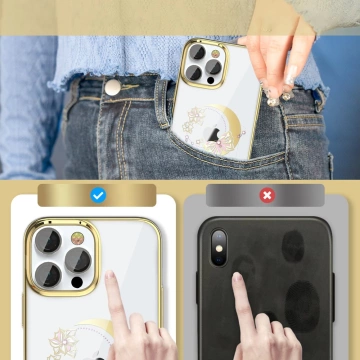 Kingxbar Moon Series Luxury Case mit Swarovski-Kristallen für iPhone 13 Pro Gold (Schmetterling)