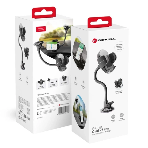 Uchwyt samochodowy Forcell Oval 2w1 Ramię 27 cm Szyba/Kratka Zaciskowy
