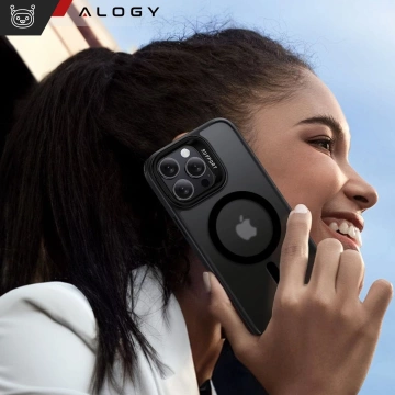 Hybrid-Schutzhülle für Apple iPhone 16 Pro Max, Alogy KickStand Hybrid Case mit MagSafe-Ständer, Schwarz