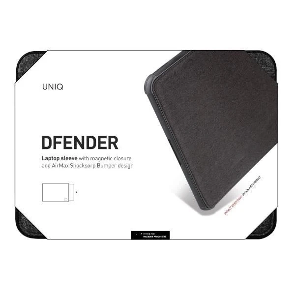 UNIQ Dfender Sleeve 16" Laptoptasche in Schwarz/Anthrazitschwarz