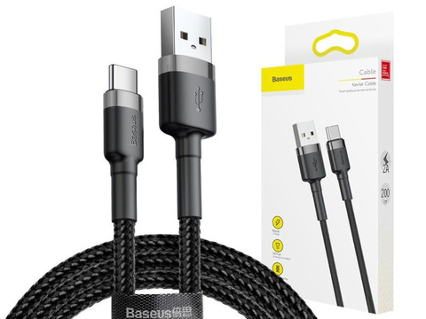 Kabel 2m Baseus USB-C 2A grau schwarz