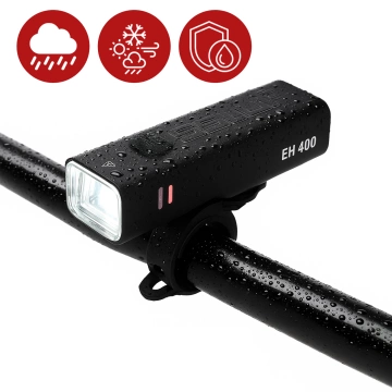 EH 400 LED-Fahrradfrontlicht, einstellbare 400 Lumen, 2000 mAh, wasserdicht, schwarz