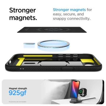 Etui für iPhone 16e Spigen Rugged Armor Mag MagSafe Mattschwarz