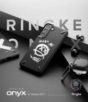 Ringke Onyx Design wytrzymałe etui pokrowiec Samsung Galaxy S22+ (S22 Plus) czarny (Graffiti)