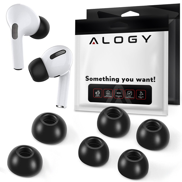 6x Alogy SML Silikon-Speicherkappen für Apple AirPods Pro schwarz