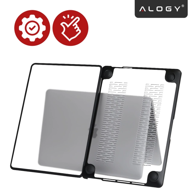 Etui ochronne do Apple Macbook Air 15 M2 2023 / M3 2024 (A2941, A3114) Alogy MatteGuard™ obudowa Matowa Przezroczysta Biel z czarną ramką