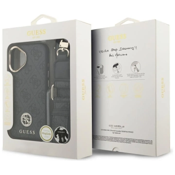 Etui Guess 4G Strass Logo Big Strap MagSafe do iPhone 17 Czarny