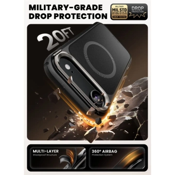 Etui Supcase Ares Flip Mag MagSafe do iPhone 17 Air Black Pancerne