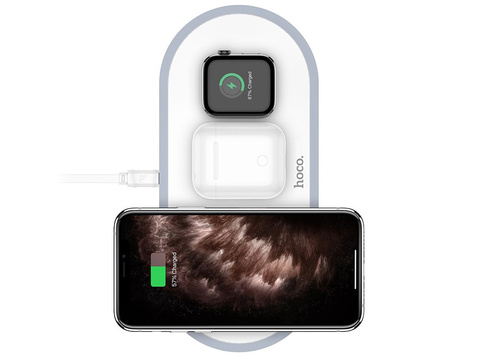 Ładowarka indukcyjna Qi 3w1 HOCO CW24 3IN1 do iPhone/AirPods/Watch White