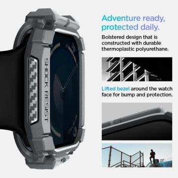 Apple Watch 10 Hülle (46 mm) Dunkelgrau Spigen Rugged Armor