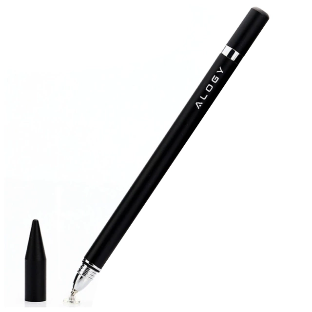 Rysik 2w1 Alogy dotykowy pojemnościowy do ekranu telefonu tabletu z długopisem Czarny