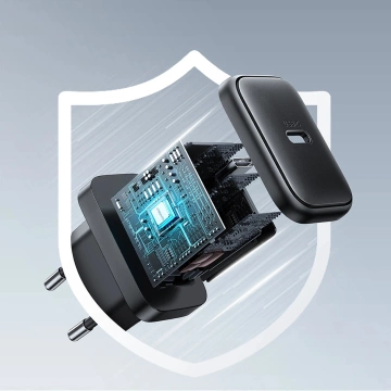 Joyroom USB-C 25W SFC / PPS / PD Netzwerkladegerät - Schwarzes USB-C / USB-C-Kabel 1 m
